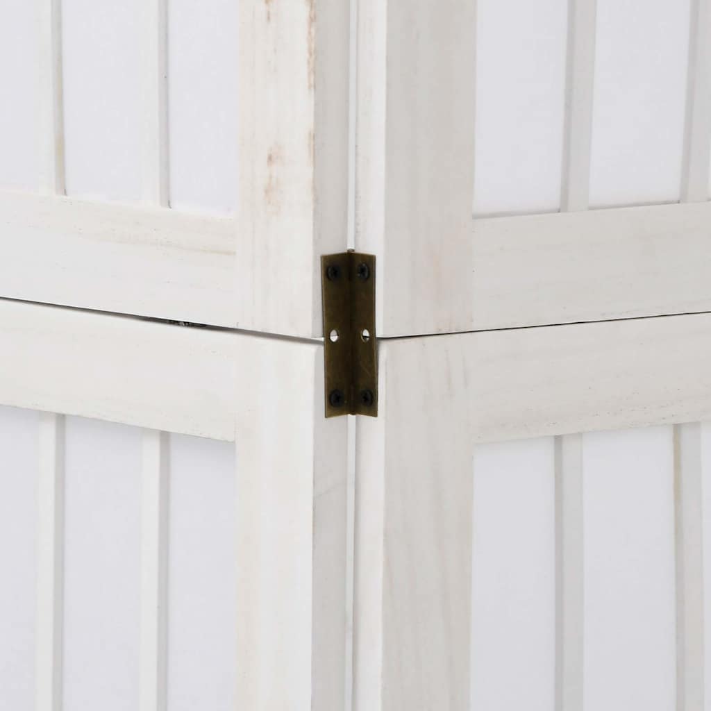 Room Divider 4 Panels White Solid Wood Paulownia