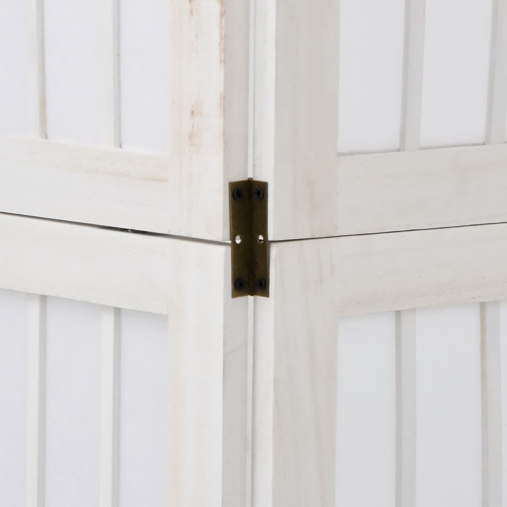 Room Divider 6 Panels White Solid Wood Paulownia