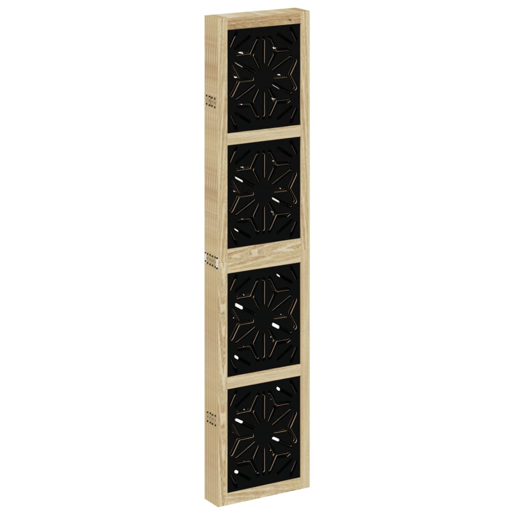 Room Divider 6 Panels Brown and Black Solid Wood Paulownia