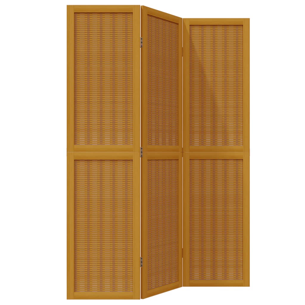 vidaXL Room Divider 3 Panels Brown Solid Wood Paulownia