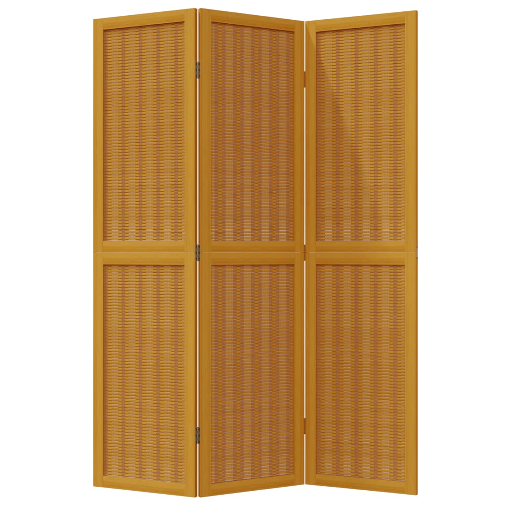 vidaXL Room Divider 3 Panels Brown Solid Wood Paulownia