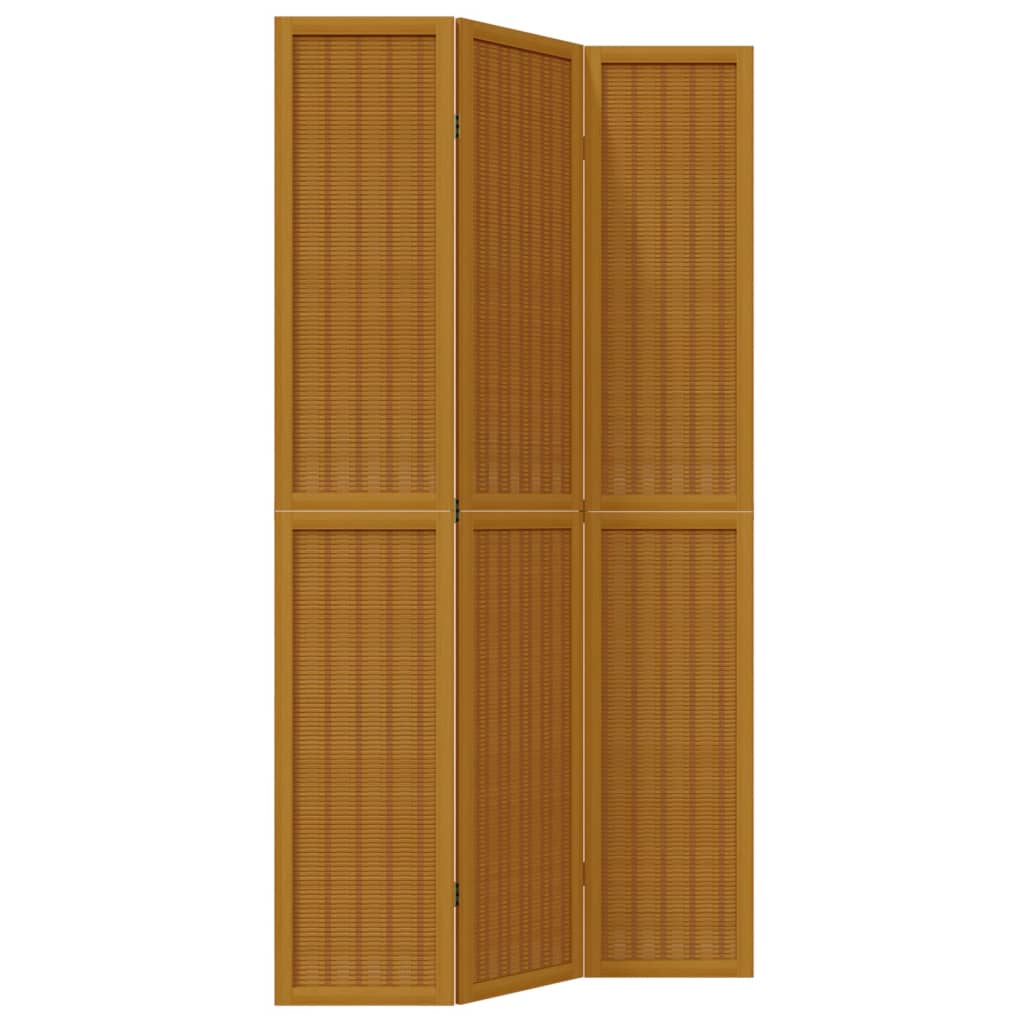 vidaXL Room Divider 3 Panels Brown Solid Wood Paulownia