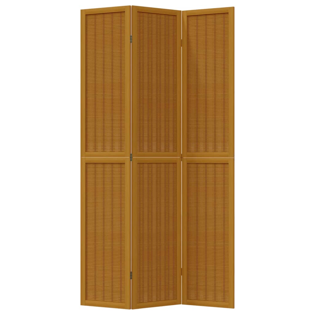 vidaXL Room Divider 3 Panels Brown Solid Wood Paulownia