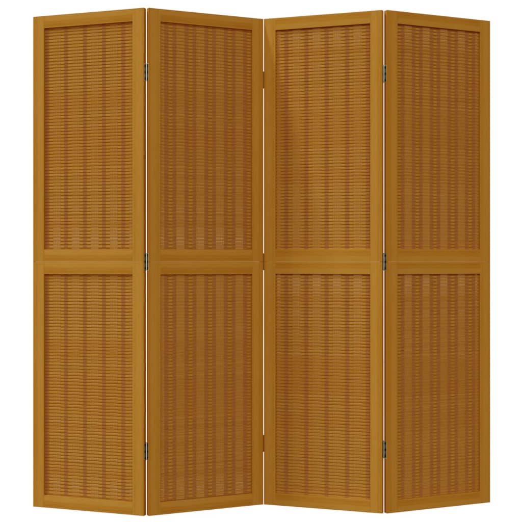 vidaXL Room Divider 4 Panels Brown Solid Wood Paulownia