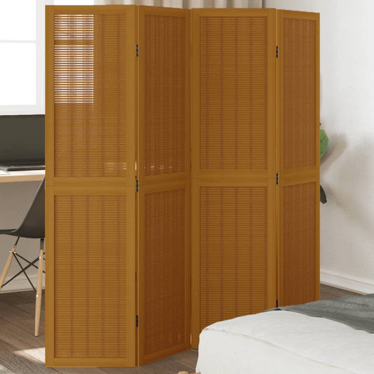 vidaXL Room Divider 4 Panels Brown Solid Wood Paulownia