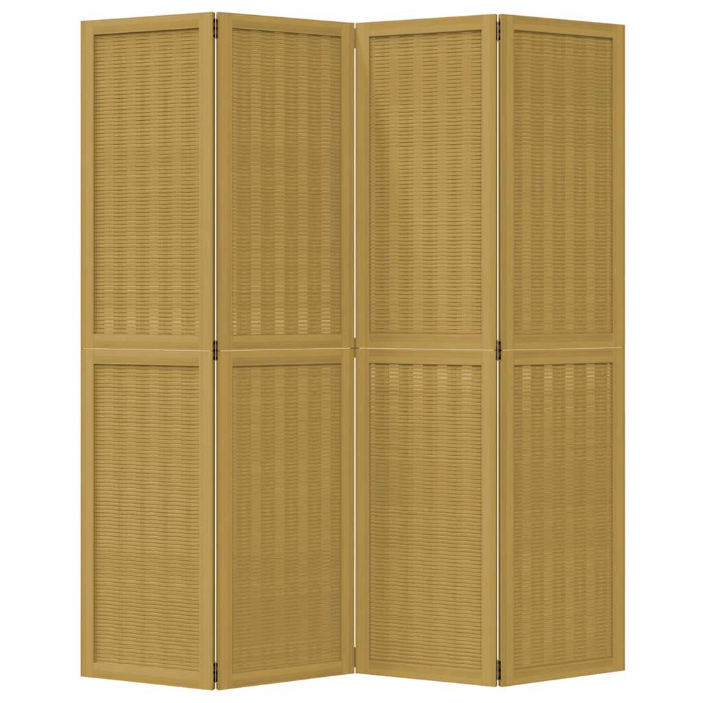 Room Divider 4 Panels Brown Solid Wood Paulownia