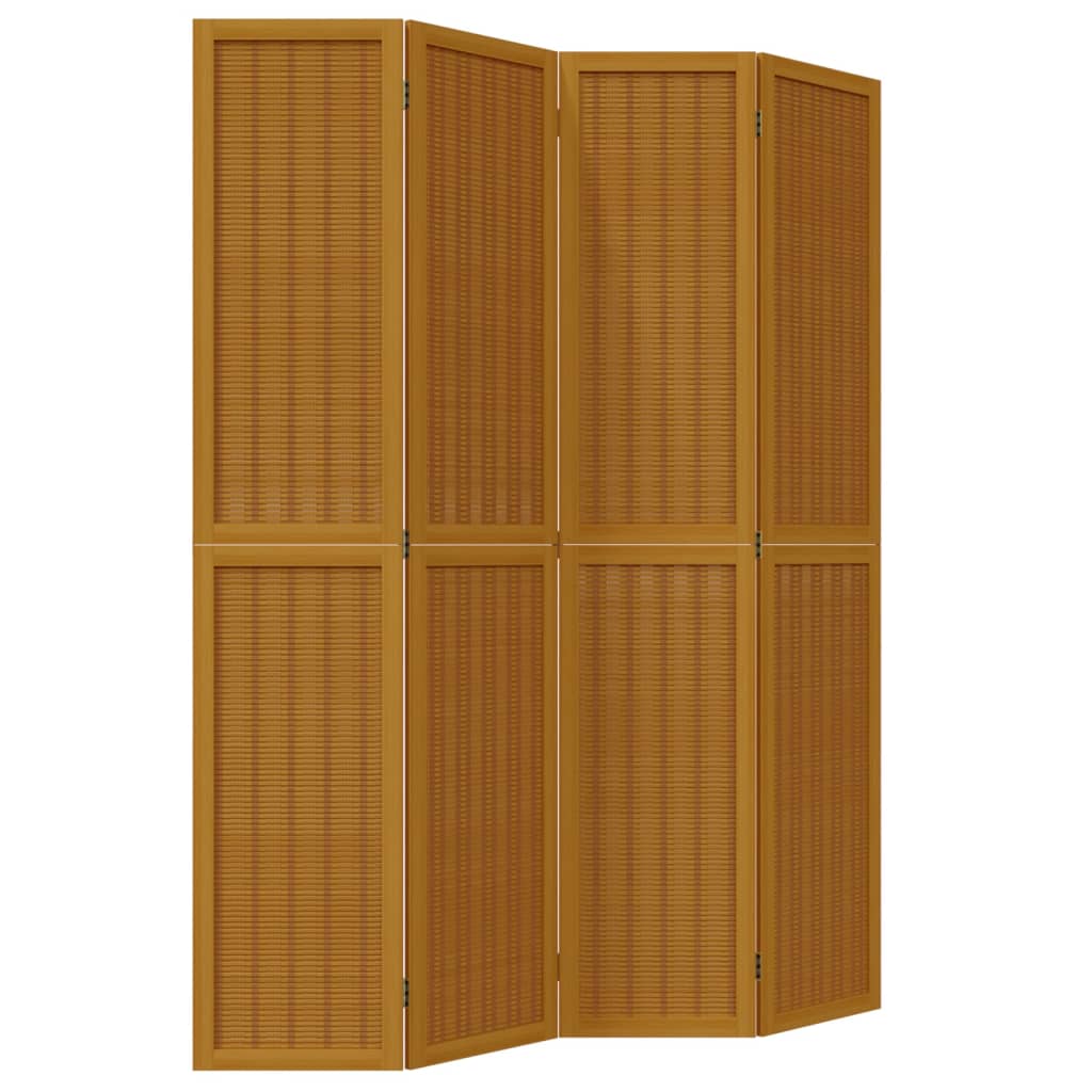 vidaXL Room Divider 4 Panels Brown Solid Wood Paulownia