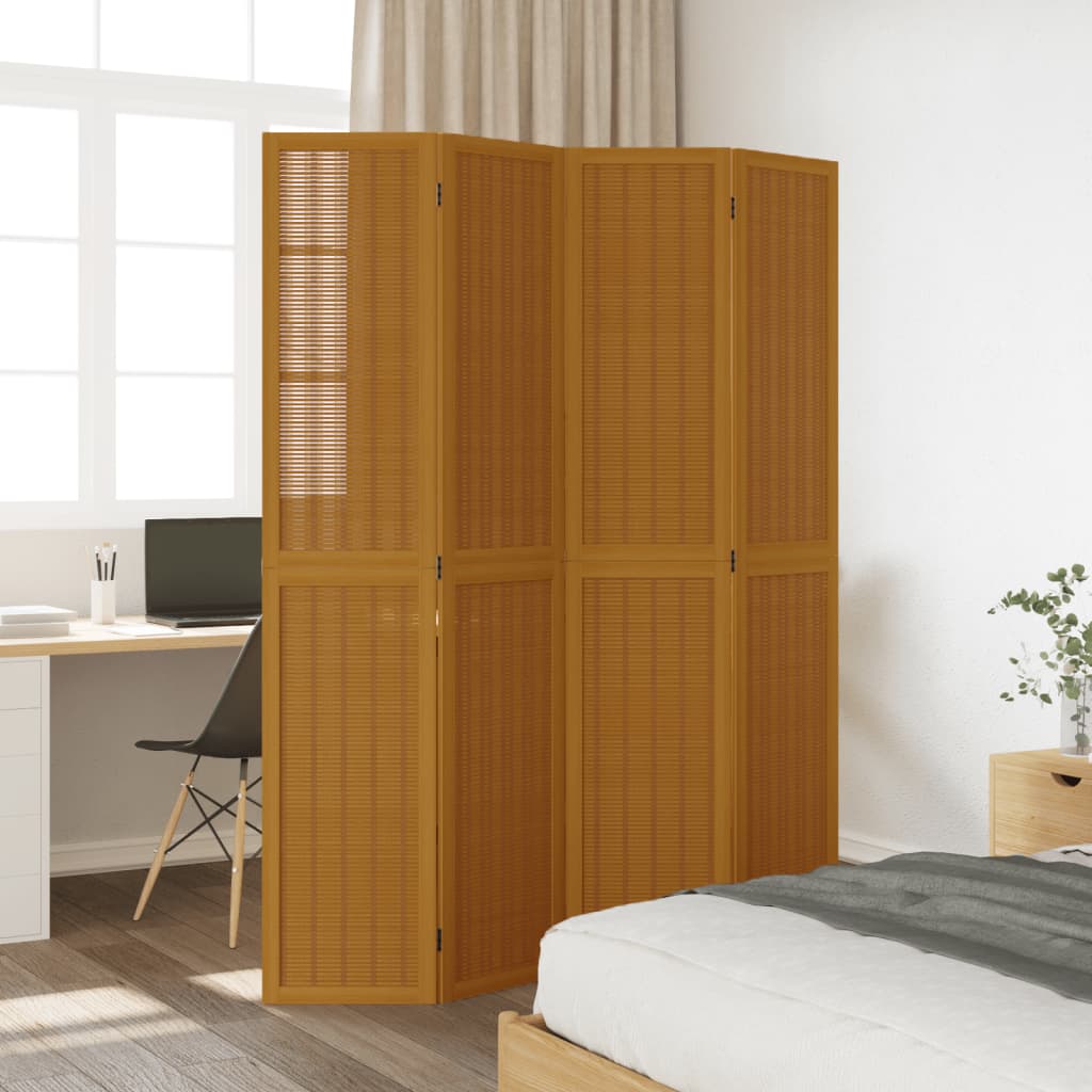 vidaXL Room Divider 4 Panels Brown Solid Wood Paulownia