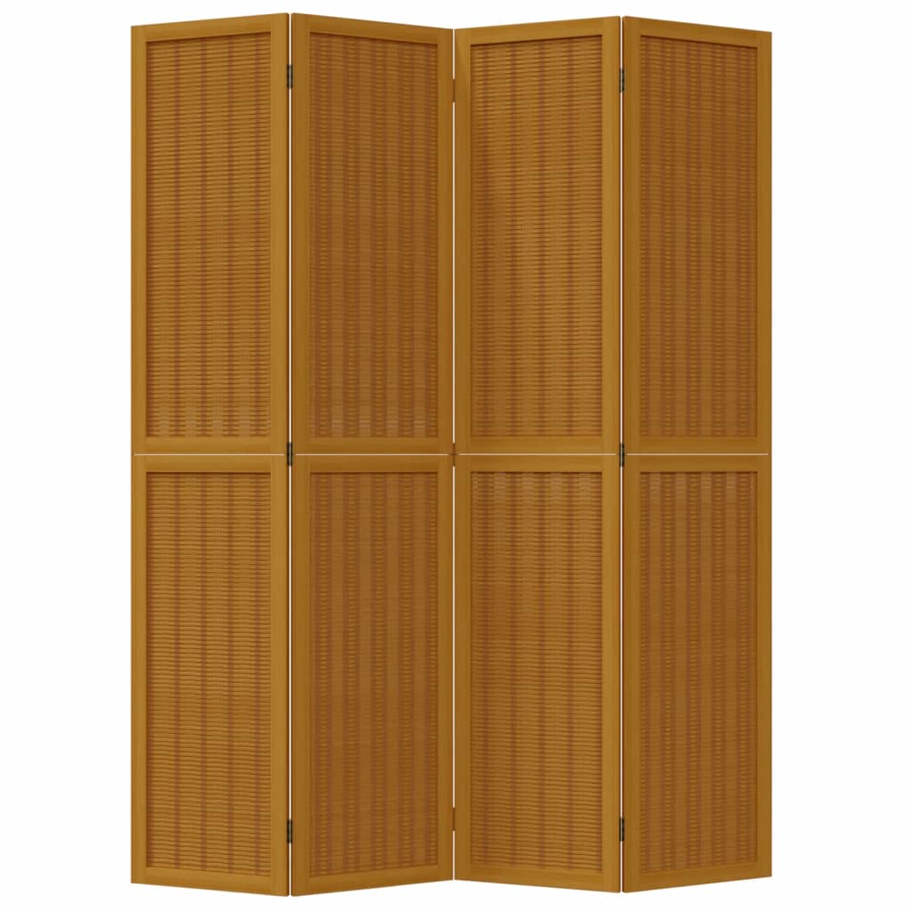 vidaXL Room Divider 4 Panels Brown Solid Wood Paulownia