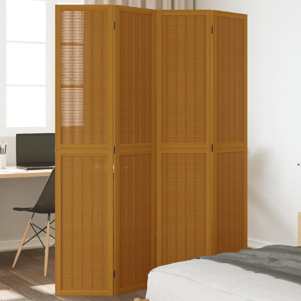 vidaXL Room Divider 4 Panels Brown Solid Wood Paulownia