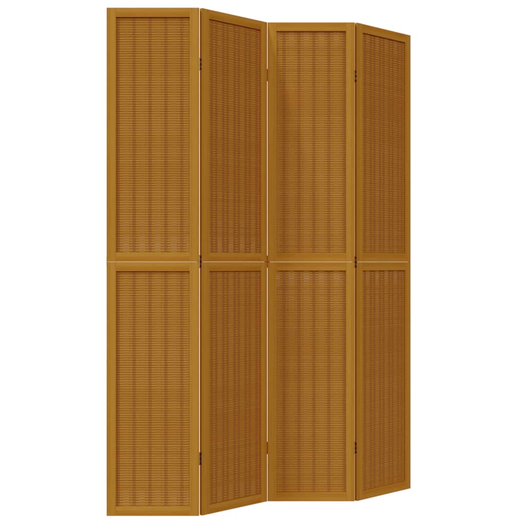 vidaXL Room Divider 4 Panels Brown Solid Wood Paulownia