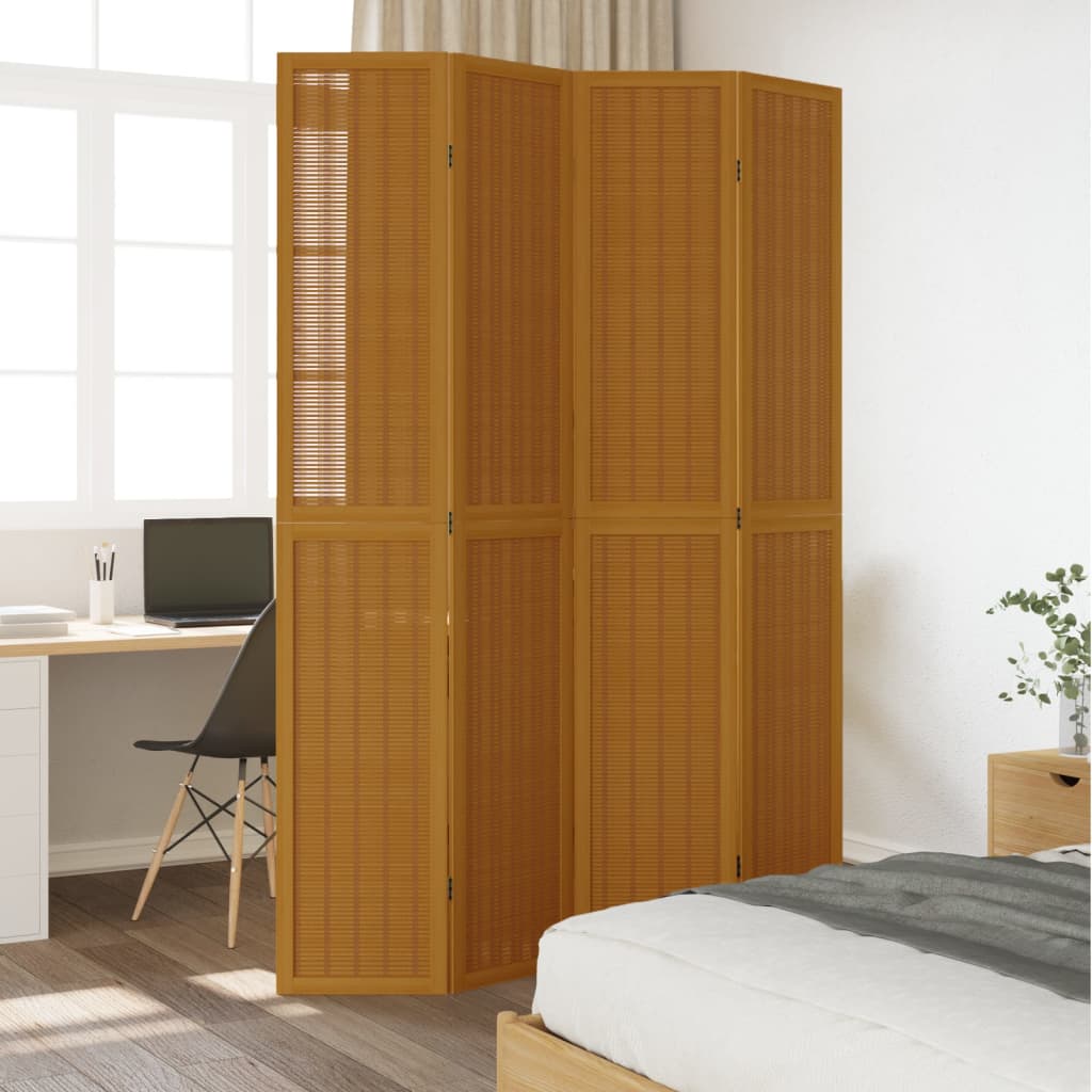 vidaXL Room Divider 4 Panels Brown Solid Wood Paulownia