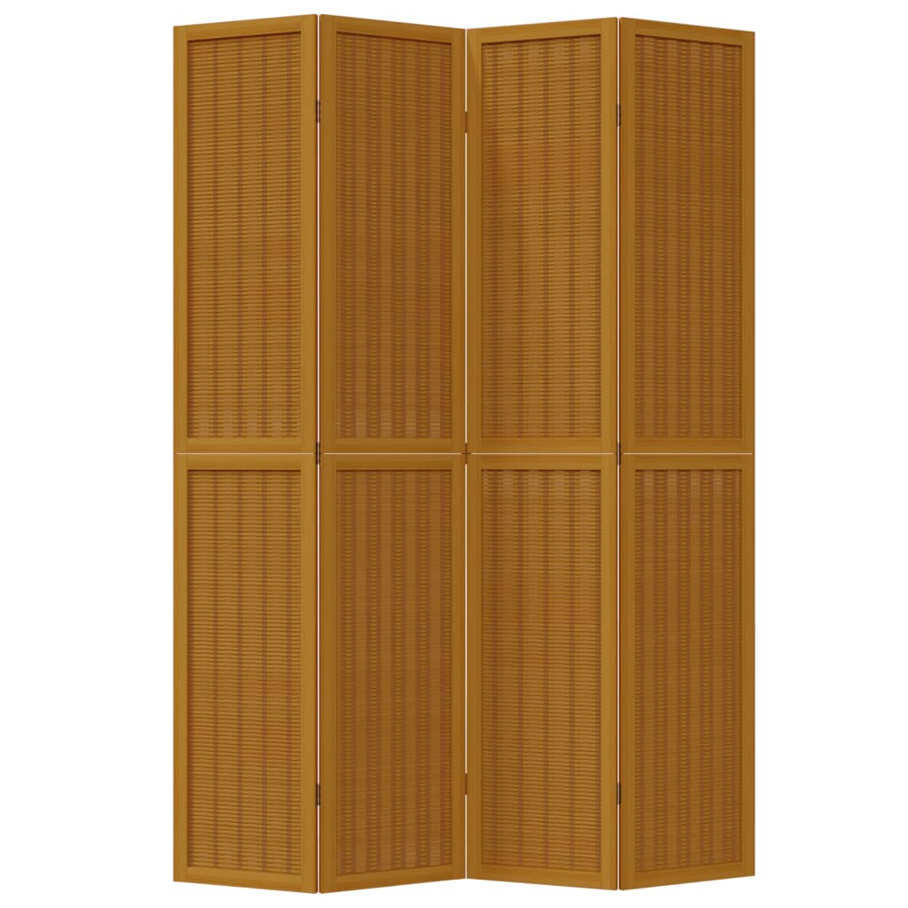 vidaXL Room Divider 4 Panels Brown Solid Wood Paulownia