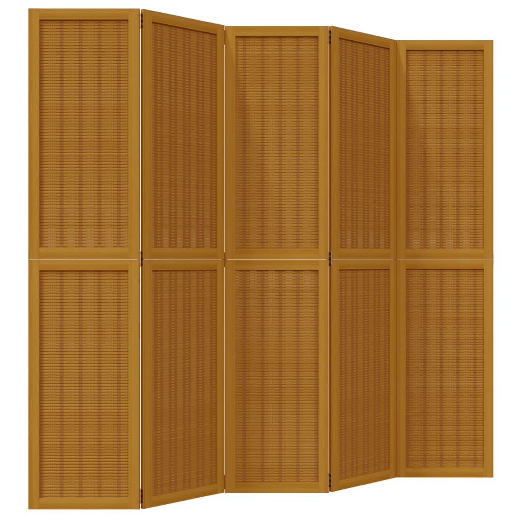 vidaXL Room Divider 5 Panels Brown Solid Wood Paulownia