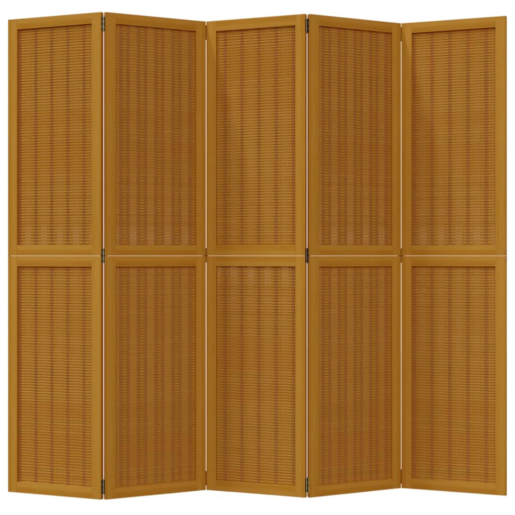 vidaXL Room Divider 5 Panels Brown Solid Wood Paulownia