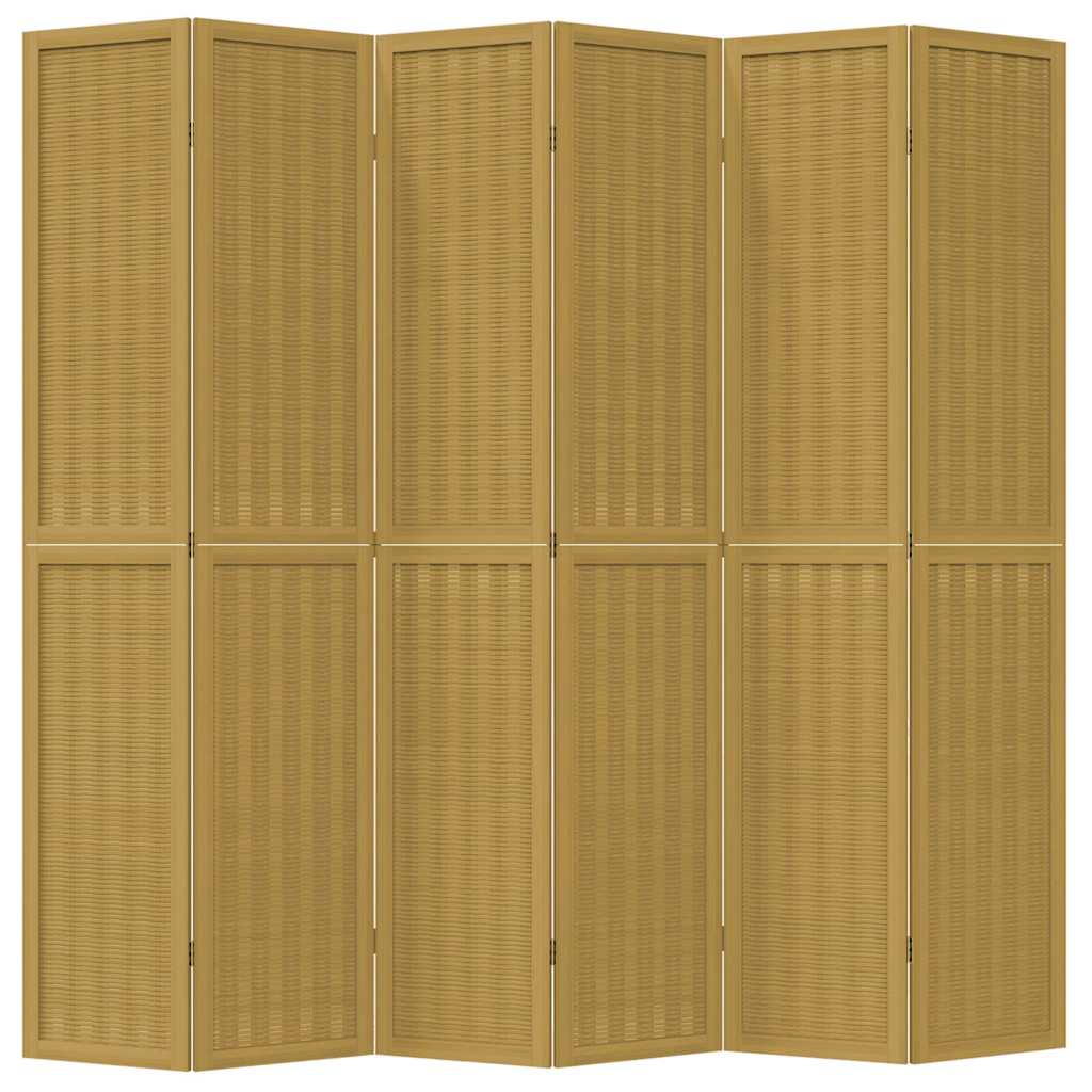 Room Divider 6 Panels Brown Solid Wood Paulownia