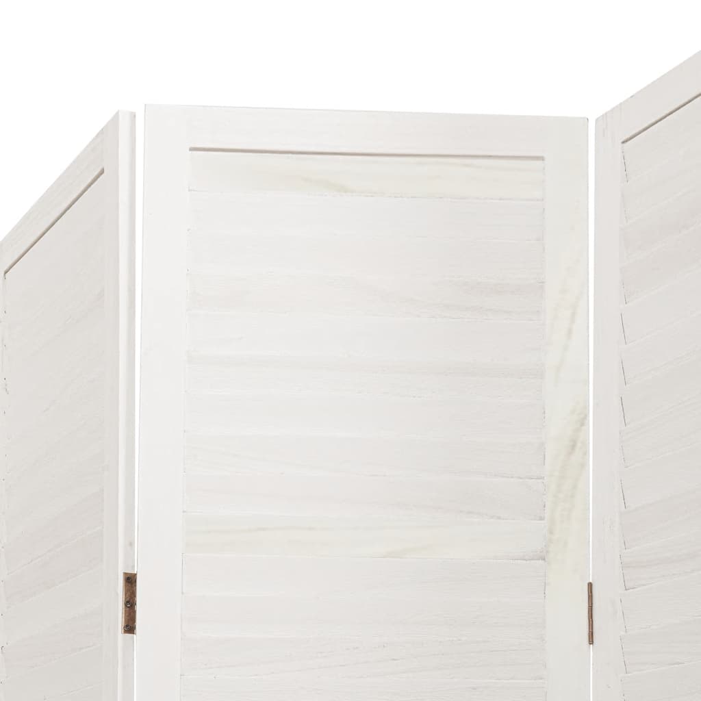 Room Divider 3 Panels White Solid Wood Paulownia
