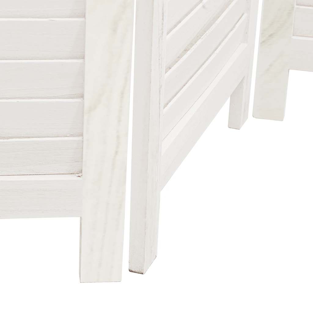 Room Divider 3 Panels White Solid Wood Paulownia