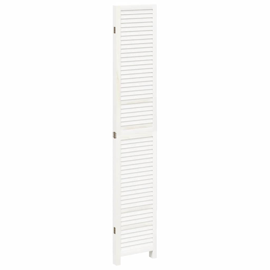 Room Divider 4 Panels White Solid Wood Paulownia