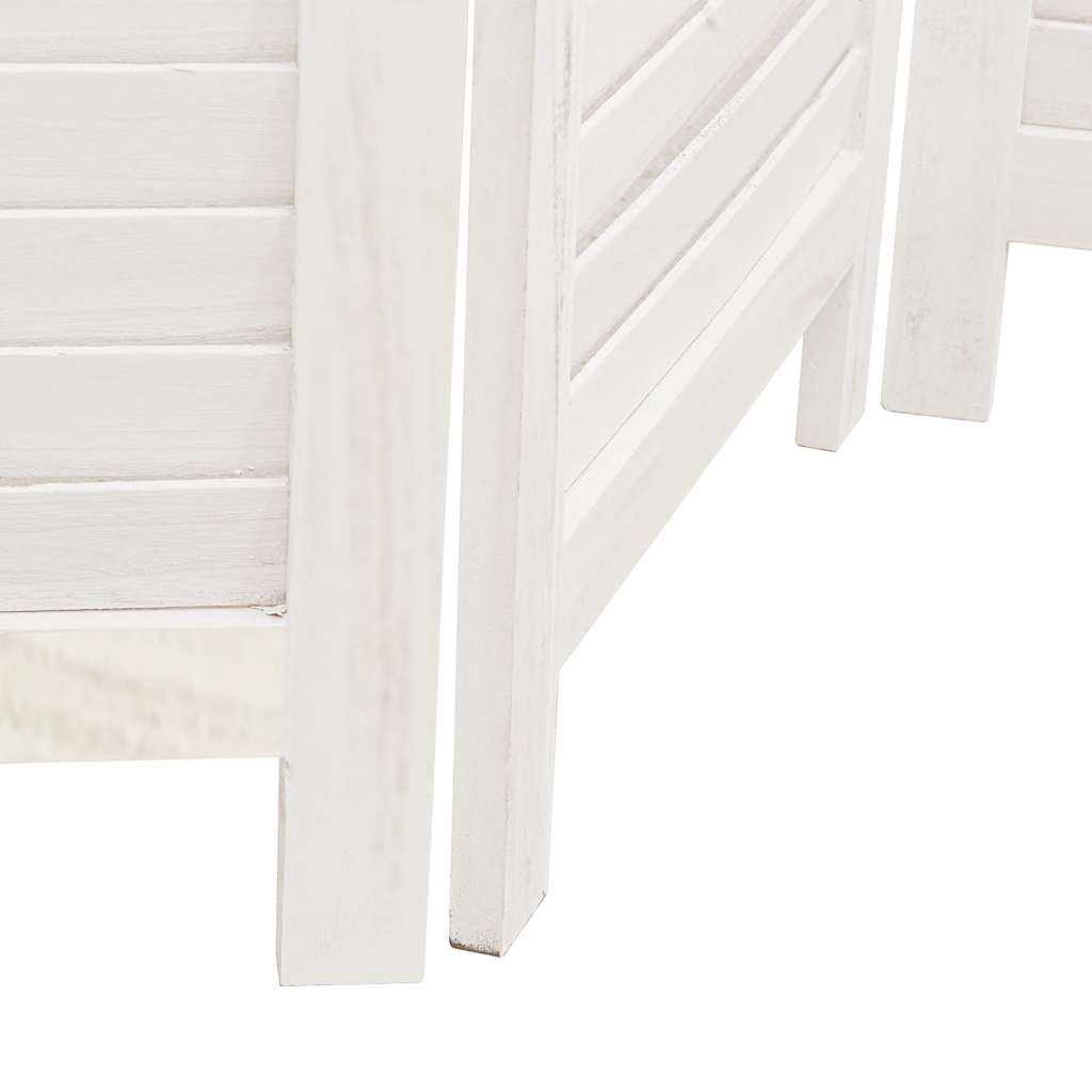 Room Divider 4 Panels White Solid Wood Paulownia