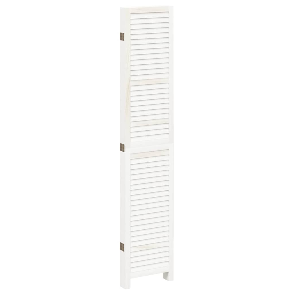 Room Divider 5 Panels White Solid Wood Paulownia