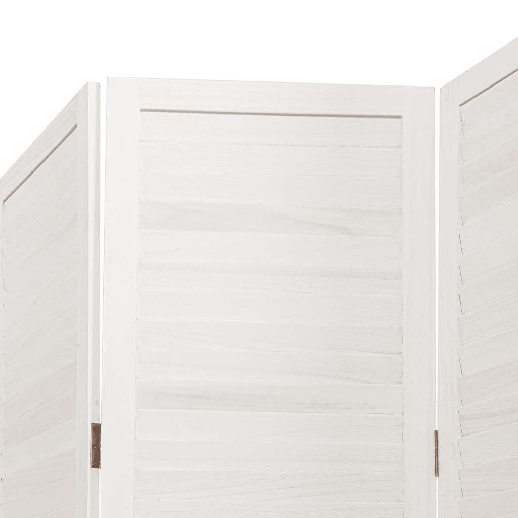 Room Divider 5 Panels White Solid Wood Paulownia