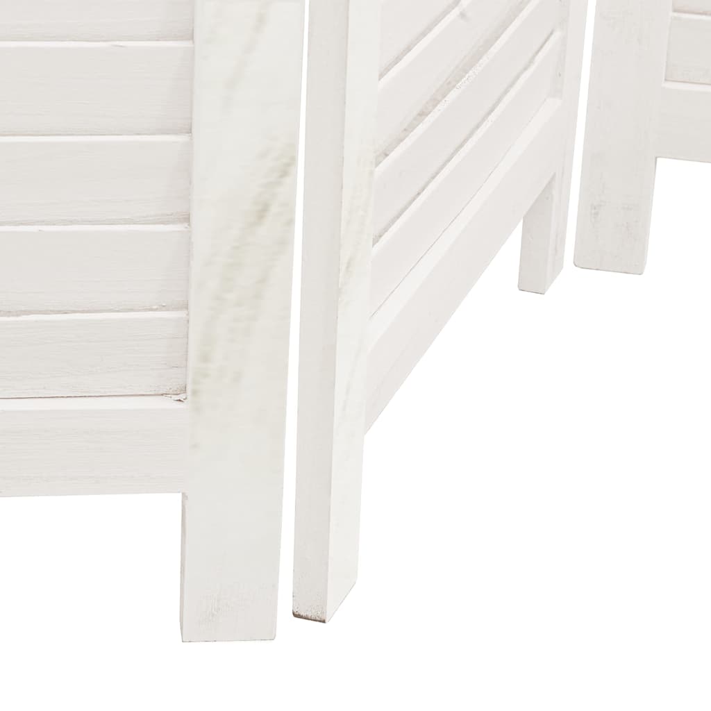 Room Divider 5 Panels White Solid Wood Paulownia