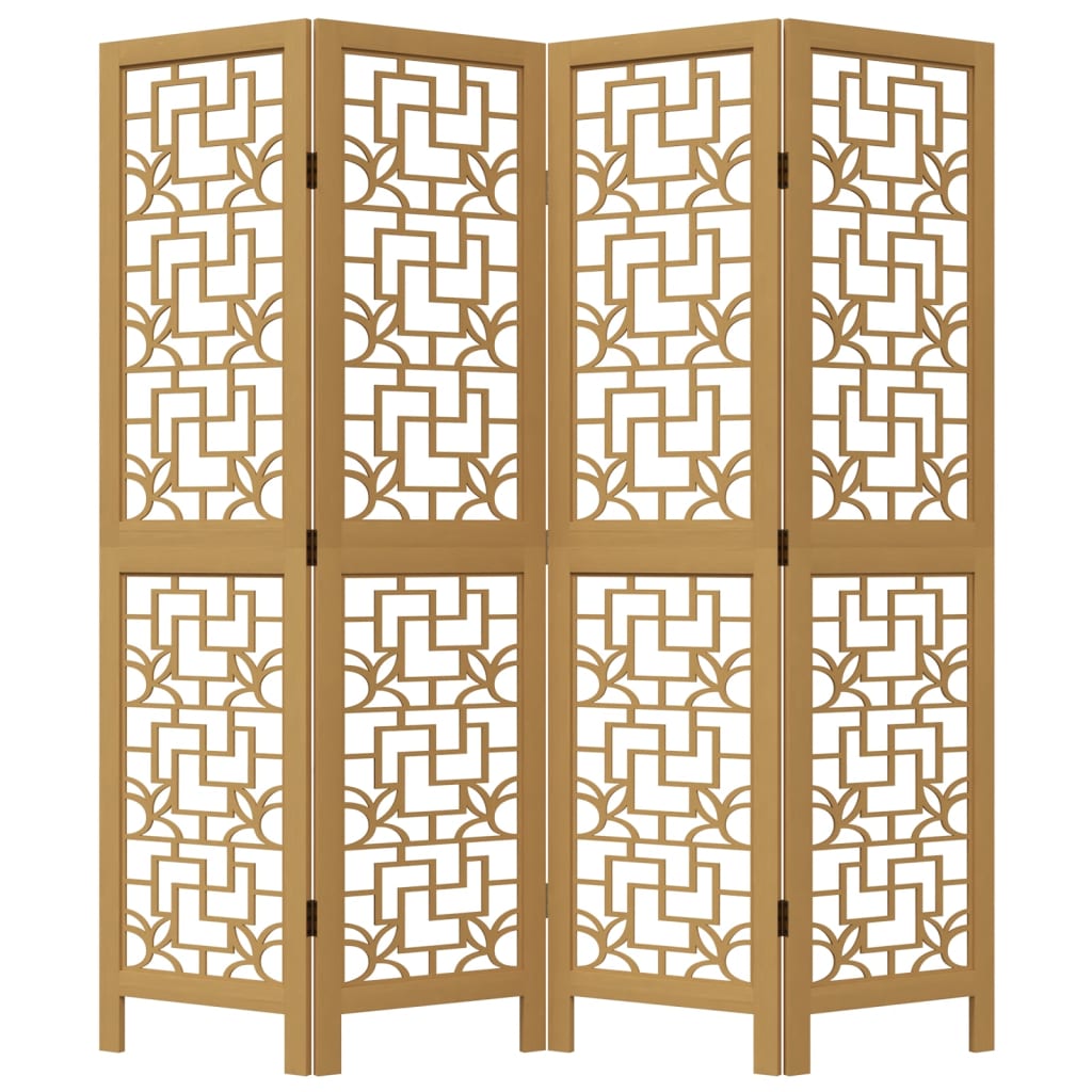 vidaXL Room Divider 4 Panels Brown Solid Wood Paulownia