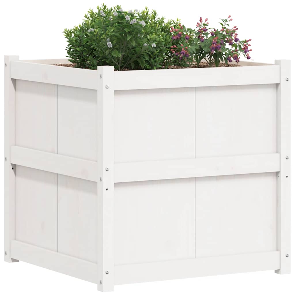 Garden Planter White 70x70x70 cm Solid Wood Pine