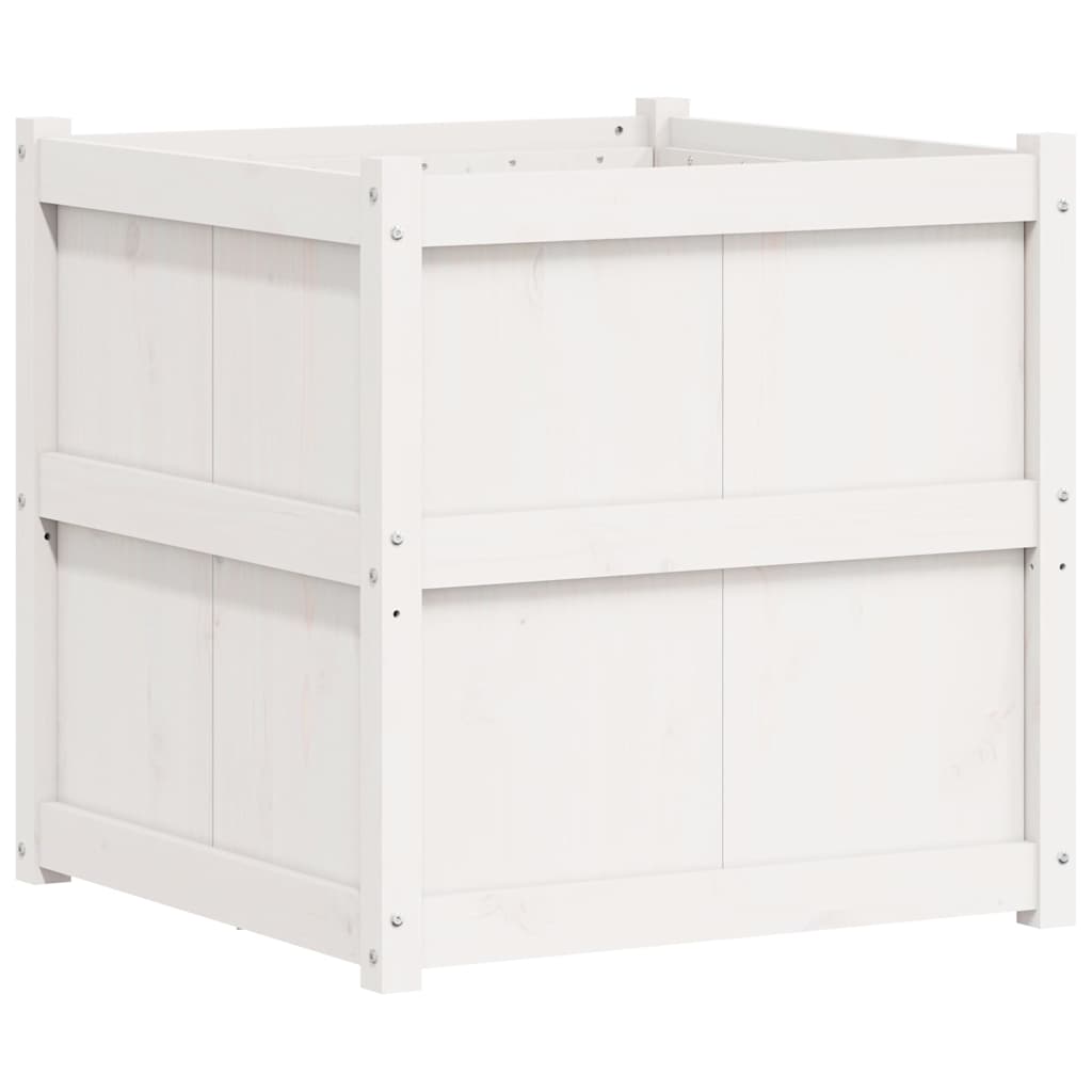 Garden Planter White 70x70x70 cm Solid Wood Pine