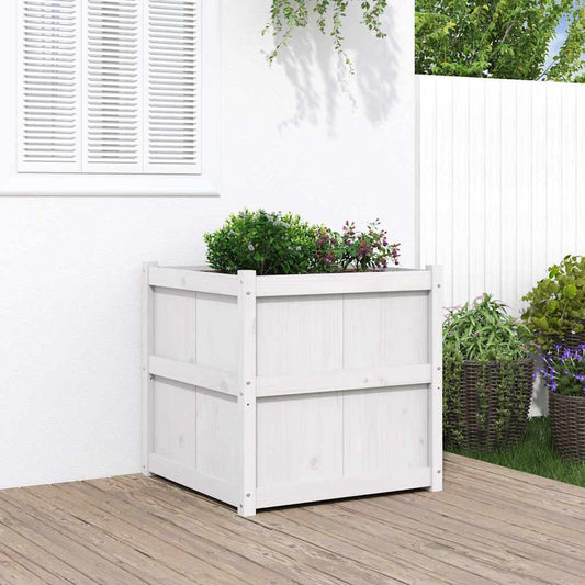 Garden Planter White 70x70x70 cm Solid Wood Pine