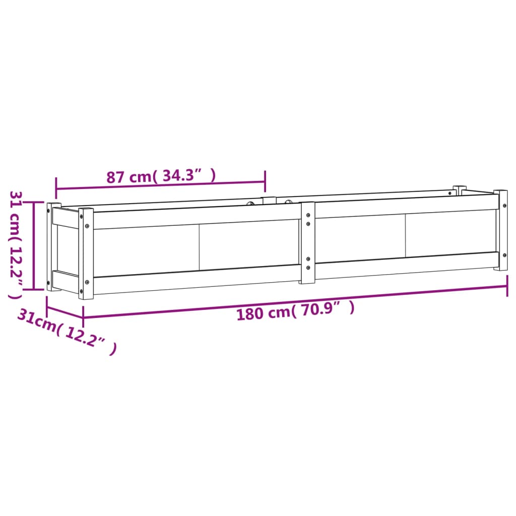 vidaXL Garden Planter 180x31x31 cm Impregnated Wood Pine