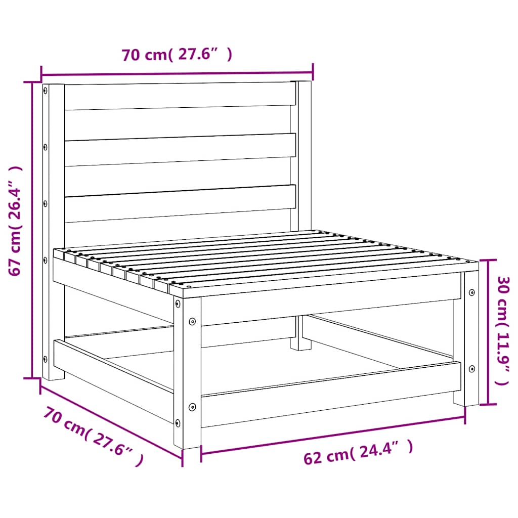 Garden Sofa | Pine | Solid pine wood | 70x70x67 cm | Modular