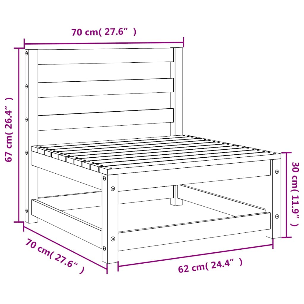 Garden Sofa | Natural wood | Treated pine wood | 70x70x67 cm | Modular