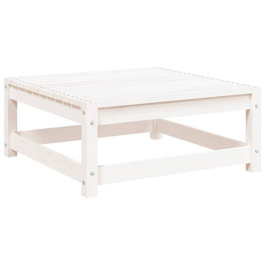 Garden Footstool | White | Solid pine wood | 70x70x30 cm | Modular
