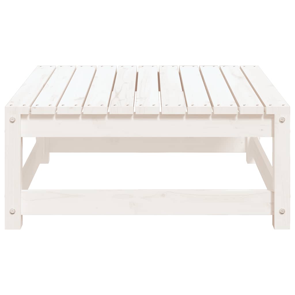 Garden Footstool | White | Solid pine wood | 70x70x30 cm | Modular