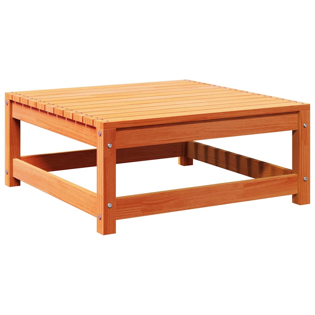 Garden Footstool | Wax brown | Solid pine wood | 70 x 70 x 30 cm