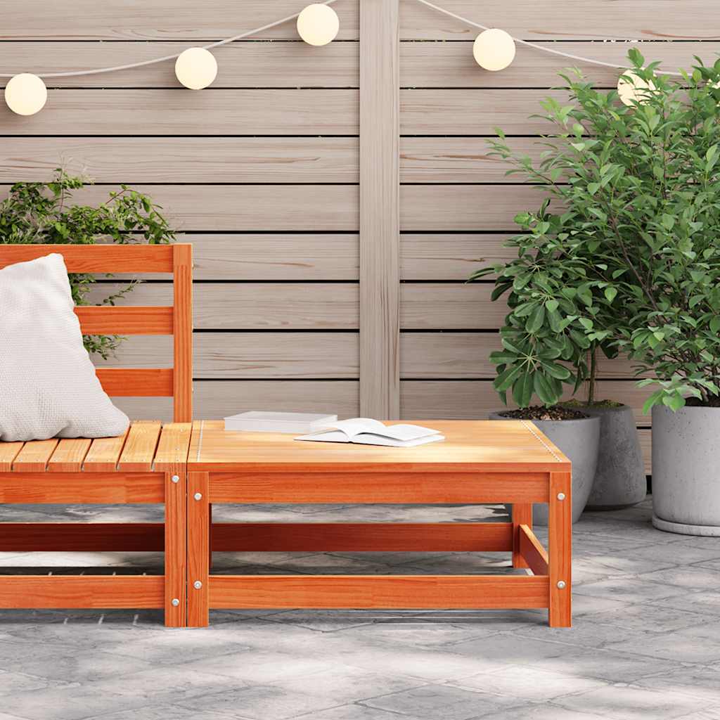 Garden Footstool | Wax brown | Solid pine wood | 70 x 70 x 30 cm