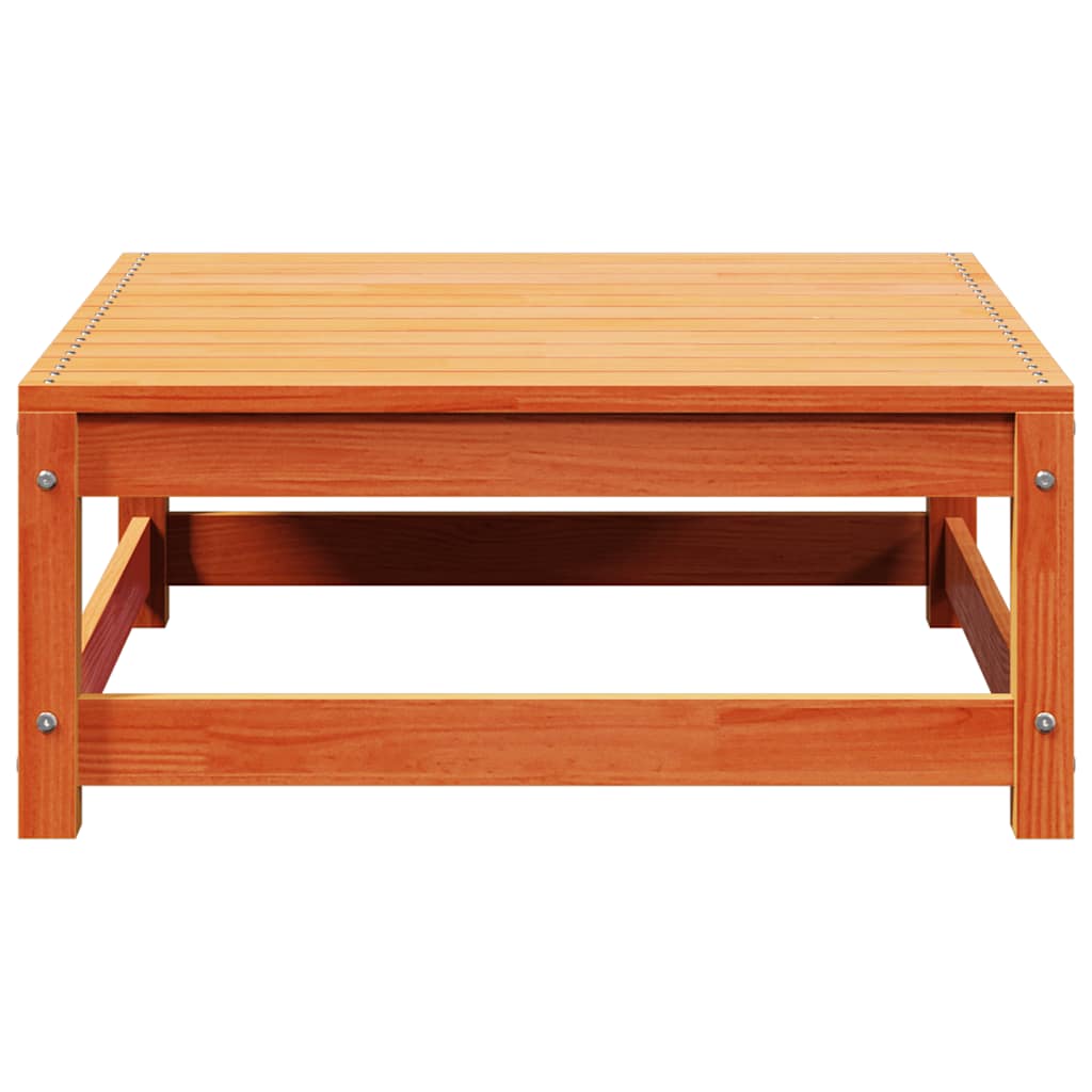 Garden Footstool | Wax brown | Solid pine wood | 70 x 70 x 30 cm
