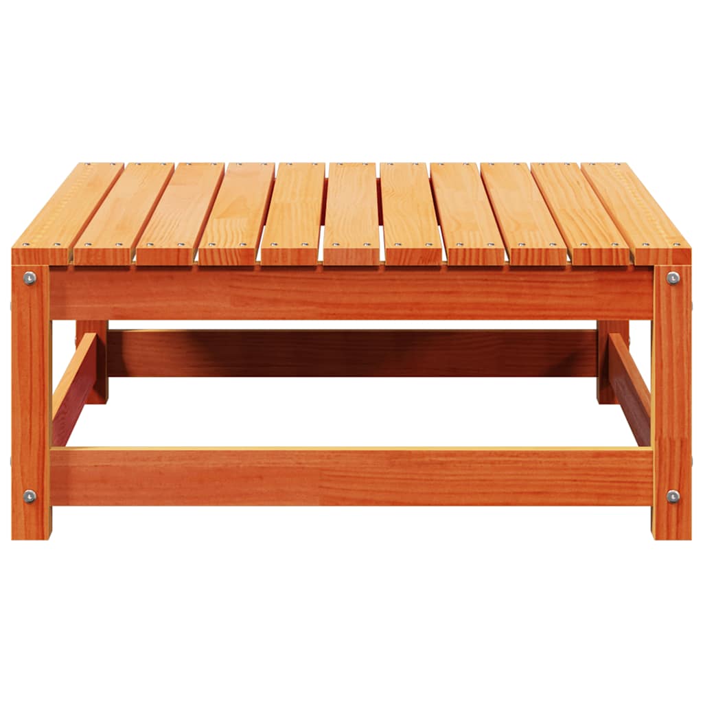 Garden Footstool | Wax brown | Solid pine wood | 70 x 70 x 30 cm