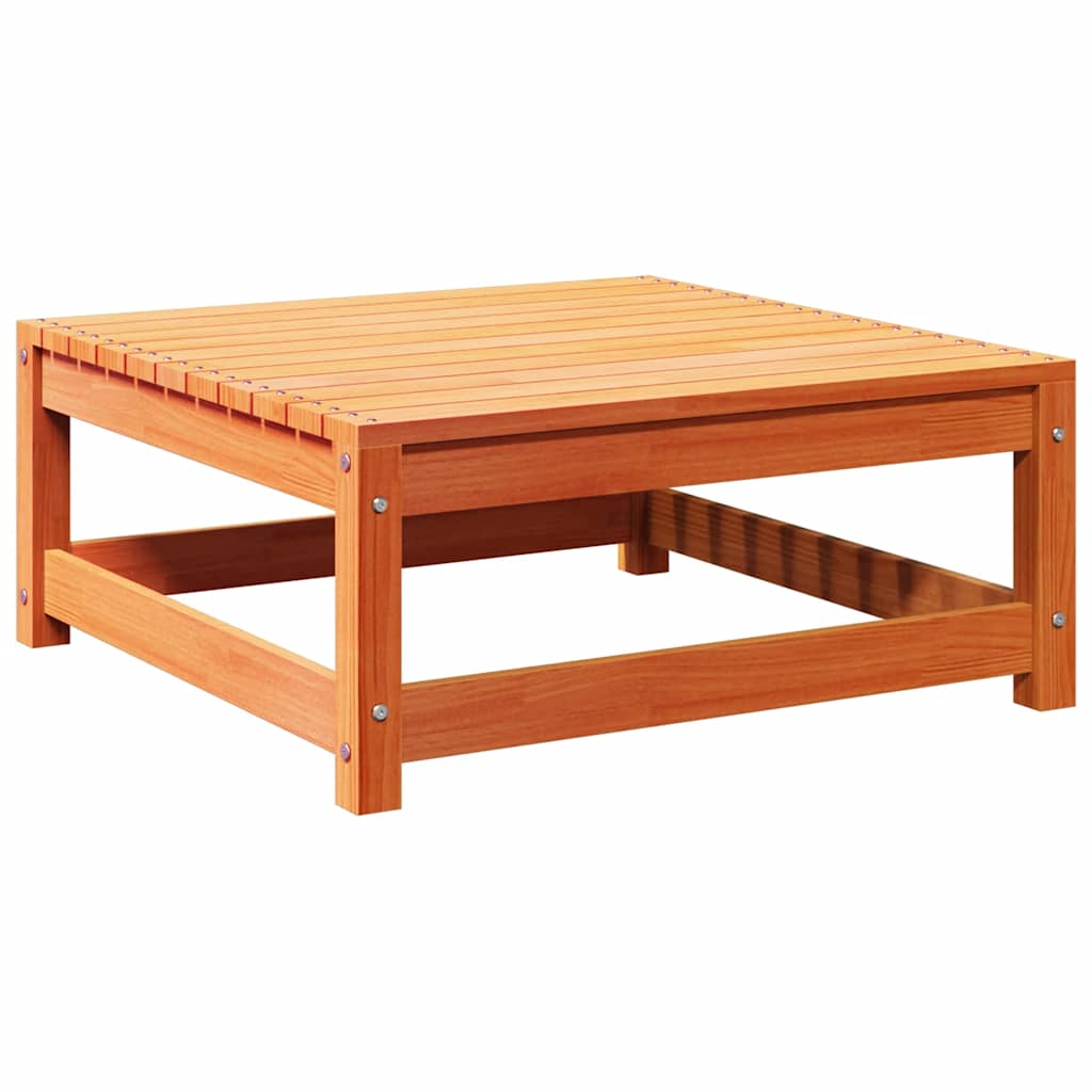 Garden Footstool | Wax brown | Solid pine wood | 70 x 70 x 30 cm