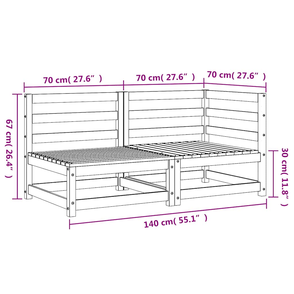 Garden Sofa 2-Seater Solid Wood Pine