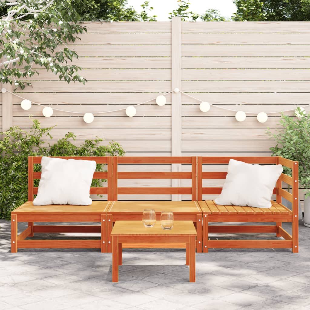 vidaXL Garden Sofa 3-Seater Wax Brown Solid Wood Pine