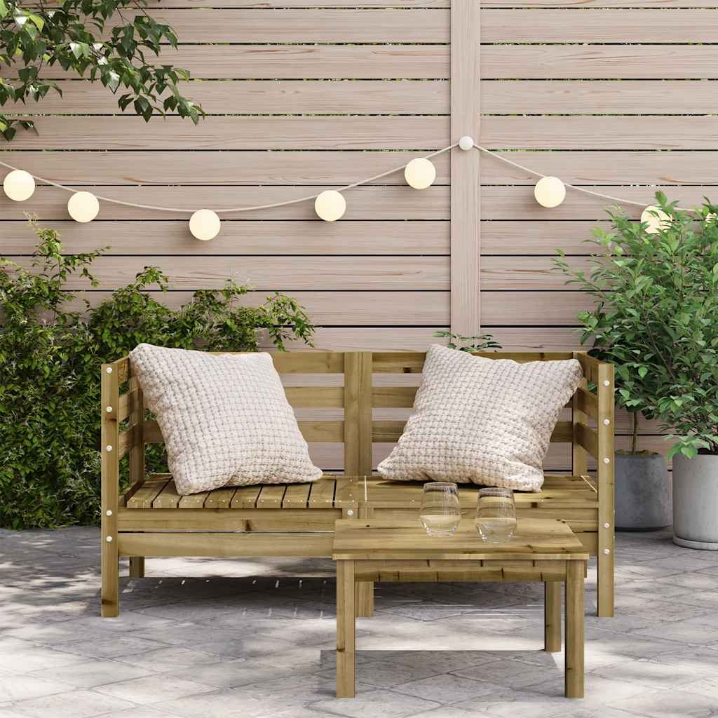 Garden Sofa | Set of 2 | Natural Wood | Treated pinewood | Medium