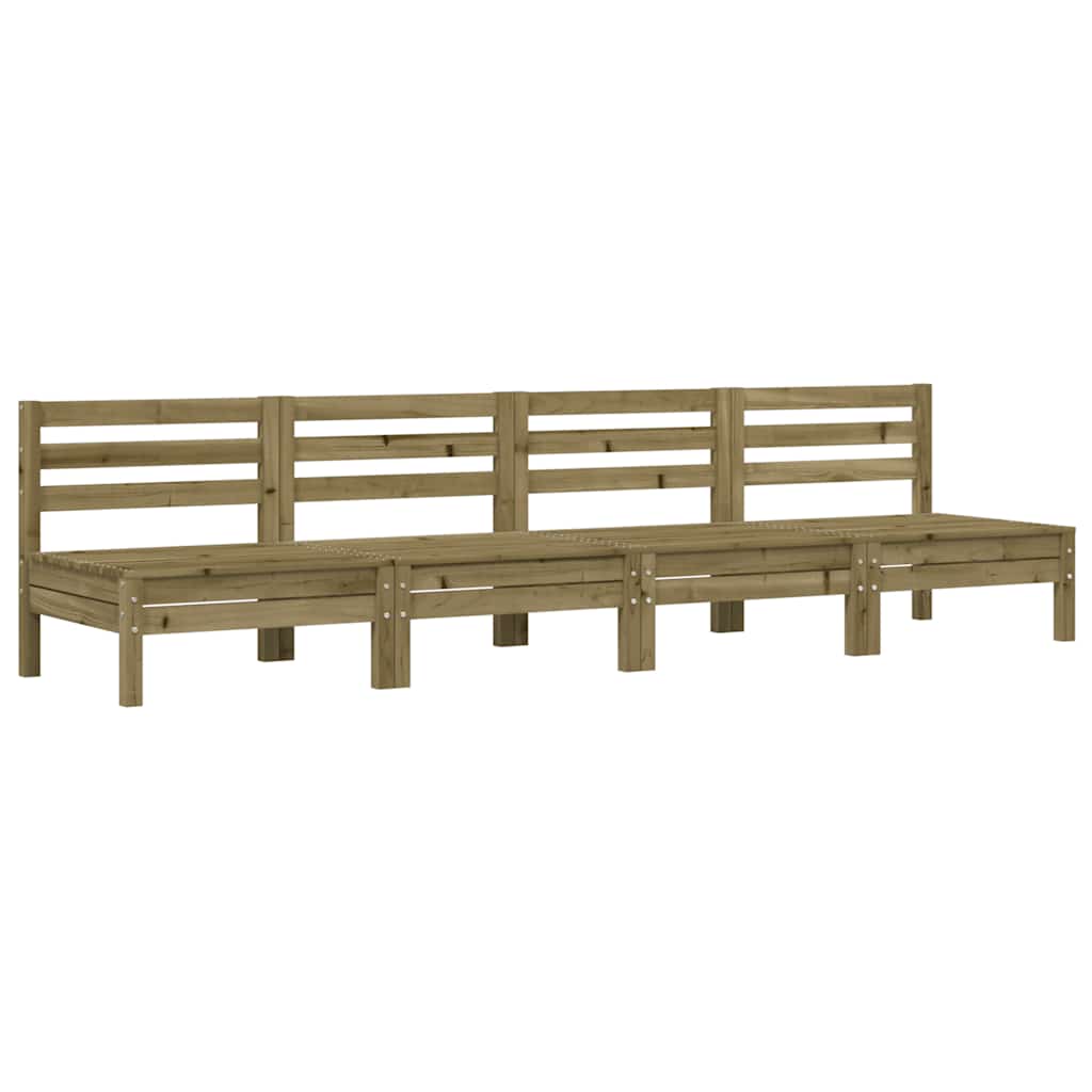 Garden Sofa | Set of 4 | Natural Brown | Impregnated Pine Wood | Standard