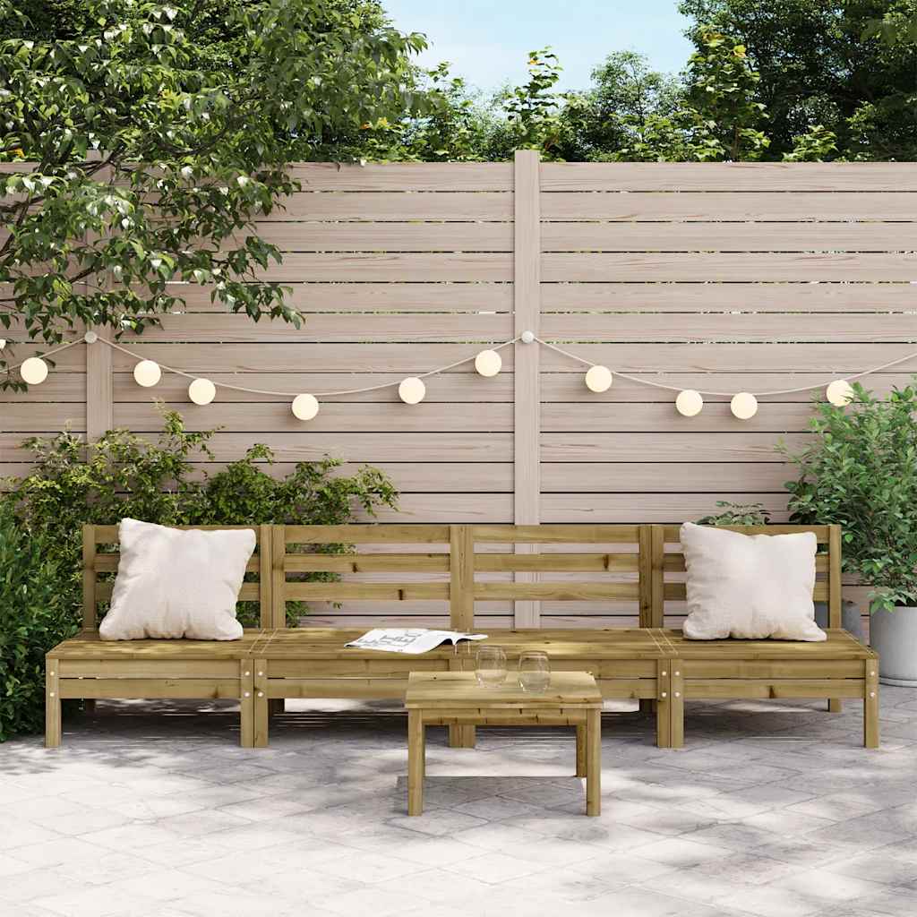 Garden Sofa | Set of 4 | Natural Brown | Impregnated Pine Wood | Standard