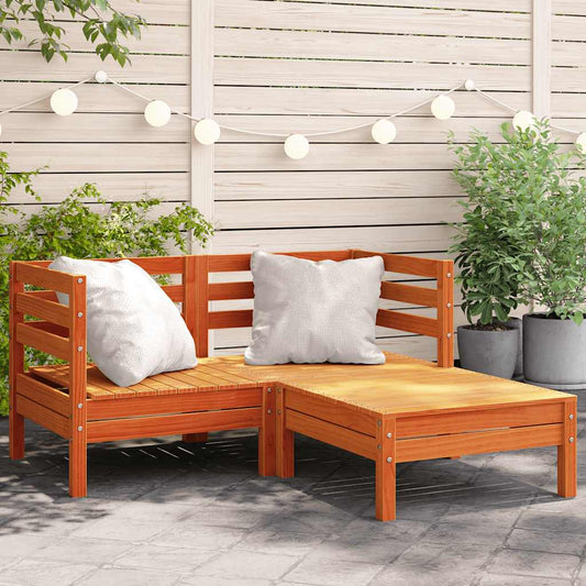 Garden Sofa | Wax brown | Solid pine wood | 2-seater | Modular