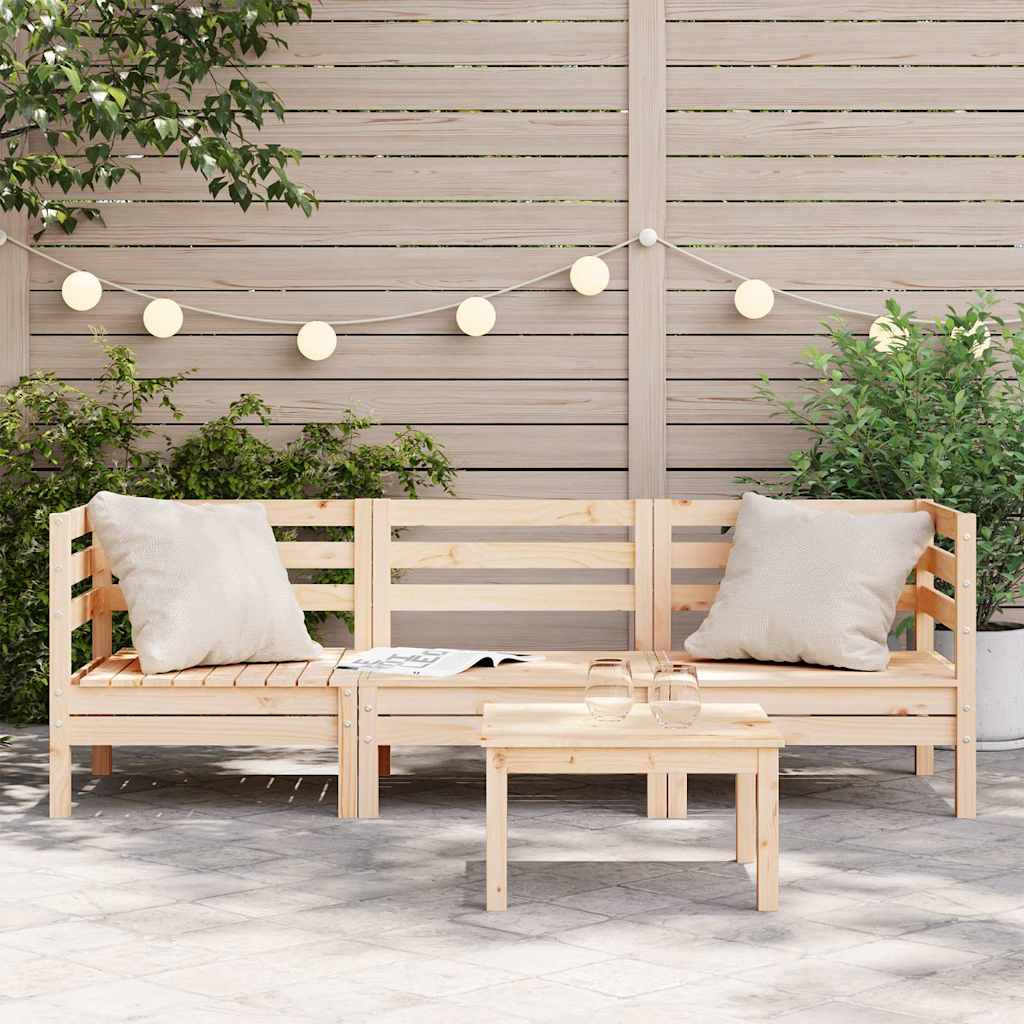 Garden Sofa | Natural Wood | Solid Pine Wood | 3-seater | Modular