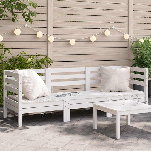 Garden Sofa | White | Solid pine wood | 3-seater | Modular | Garden Sofa