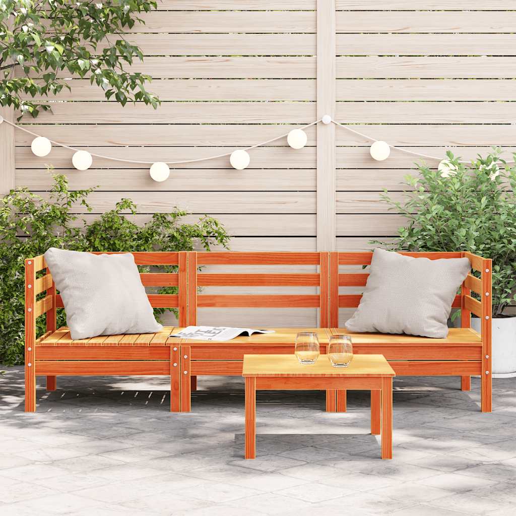 Garden Sofa | Wax Brown | Solid Pine Wood | 3-Seater | Modular